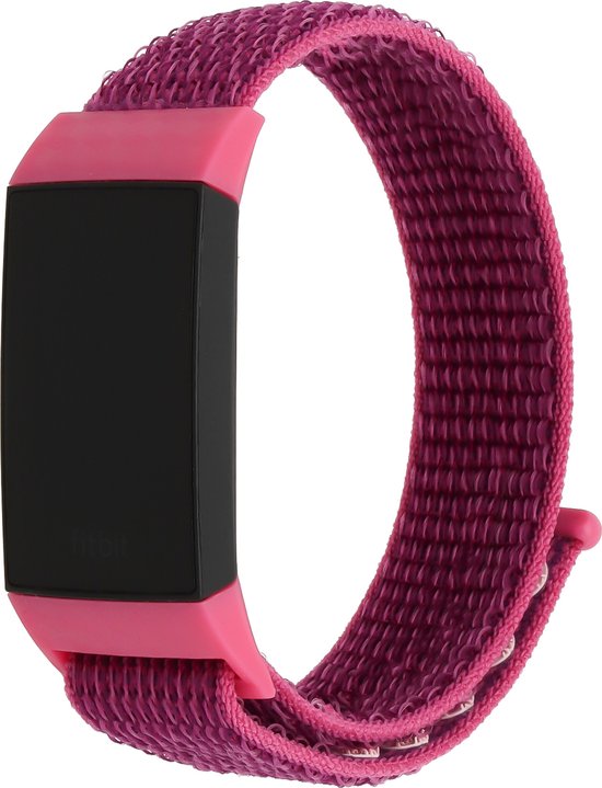 Bandje Voor Fitbit Charge 3 & 4 Nylon Band - Drakenfruit (Paars) - One ...