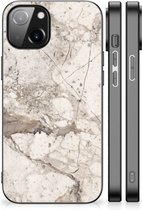 GSM Hoesje Apple iPhone 14 Hoesje Bumper met Zwarte rand Marmer Beige