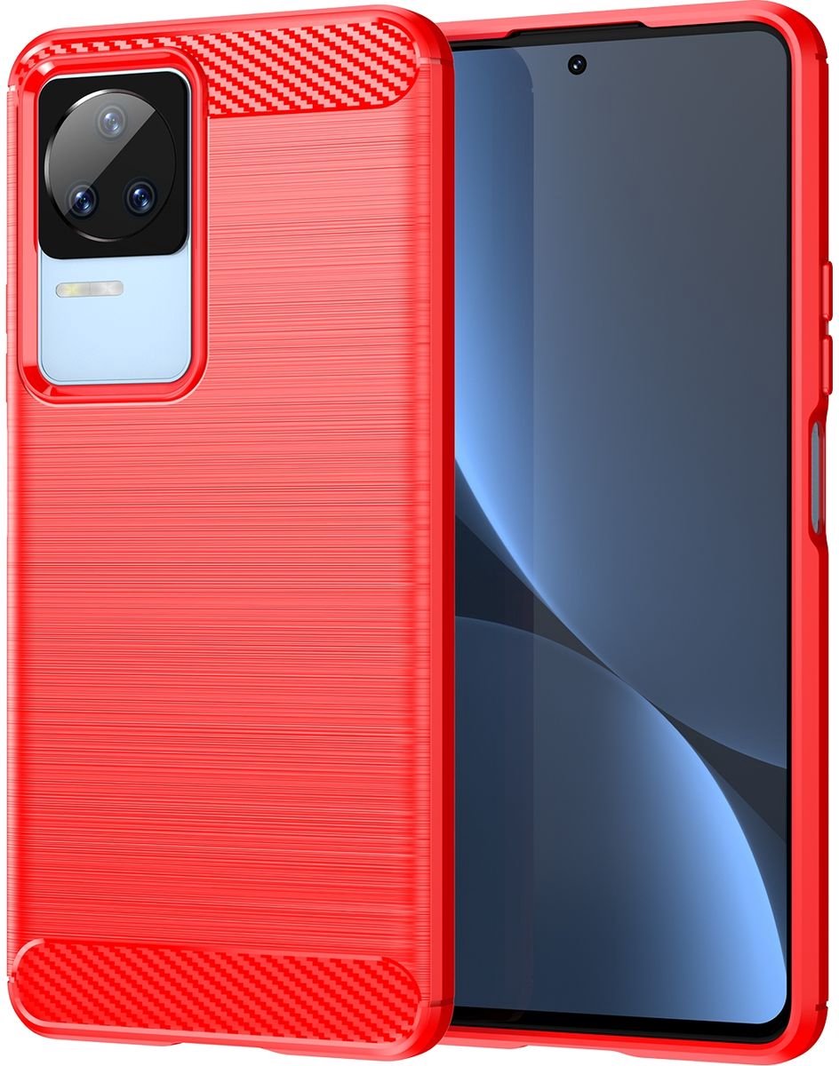Mobigear Hoesje geschikt voor POCO F4 Telefoonhoesje Flexibel TPU | Mobigear Brushed Slim Backcover | POCO F4 Case | Back Cover - Rood
