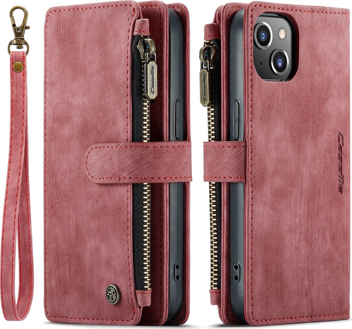 Caseme Telefoonhoesje geschikt voor Apple iPhone 14 Plus Hoesje Portemonnee Bookcase Portemonnee - Rood