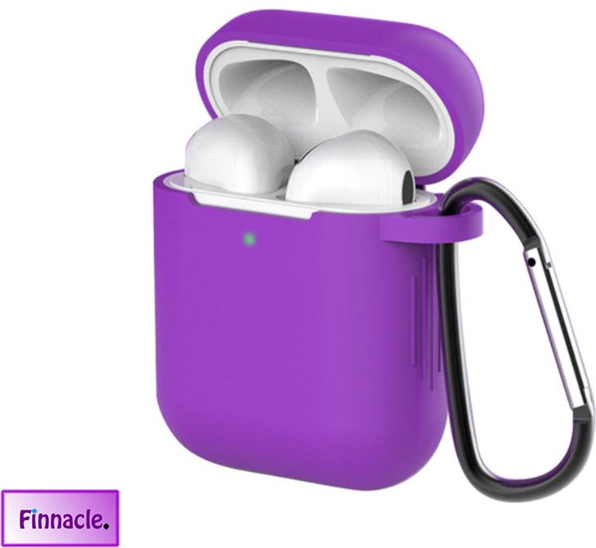 Finnacle - Hoesje geschikt voor Apple AirPods 1 / 2 met Clip - paars - Siliconen - Case - Cover - Soft case