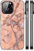 Telefoonhoesje iPhone 14 Pro Max Leuk Case met Zwarte rand Marmer Oranje