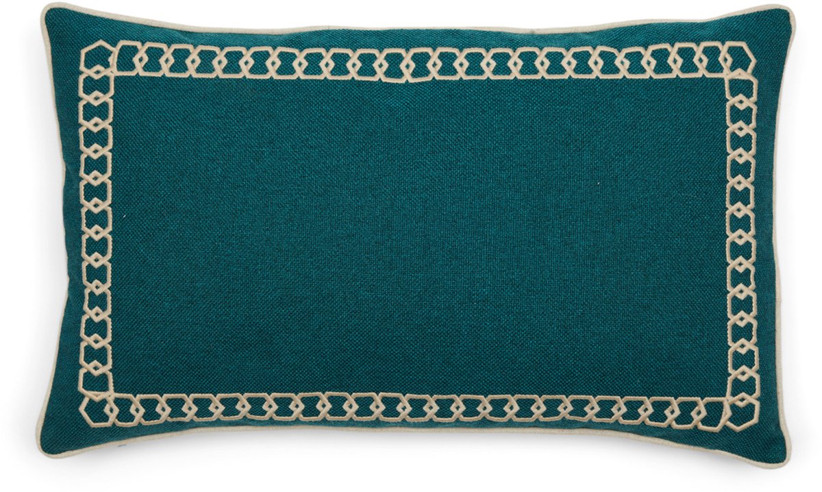 Riviera Maison Kussenhoes 50x30 - Mustique Chain Pillow Cover - Groen Blauw