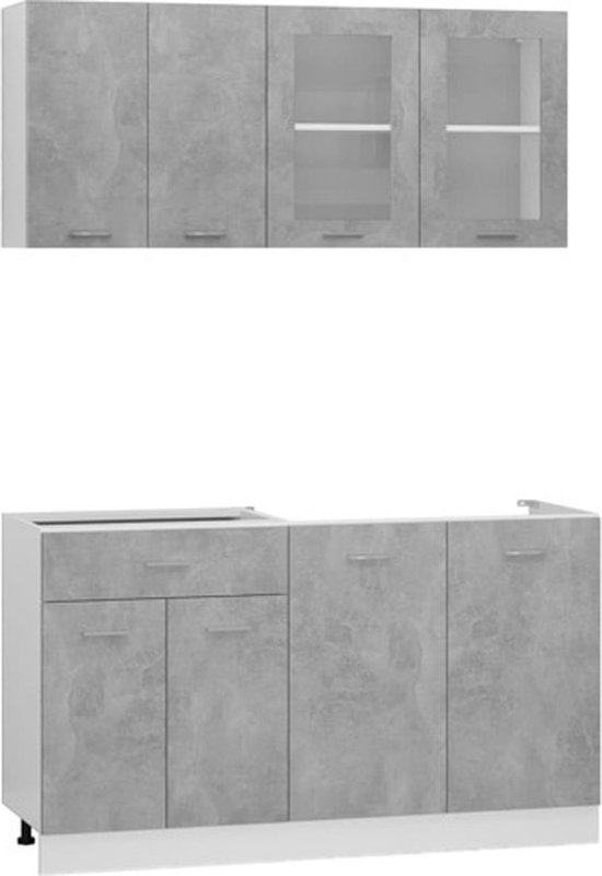VidaXL 4-delige Keukenkastenset (beton)