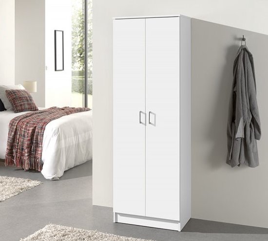 Interiax Opbergkast - Kledingkast 'Amelie' - 2 Deuren & 4 Legplanken | Wit | 180x60x40 cm