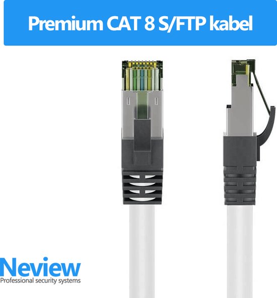 Neview - Câble S/FTP premium de 10 mètres - CAT 8 - 100% cuivre - Wit - (câble réseau/câble internet)