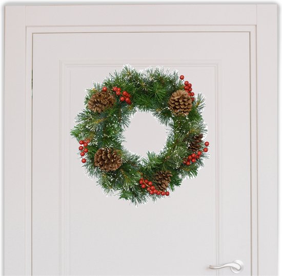 Kerstkrans/dennenkrans - groen - natuur decoratie - D50 cm - kerstkransen
