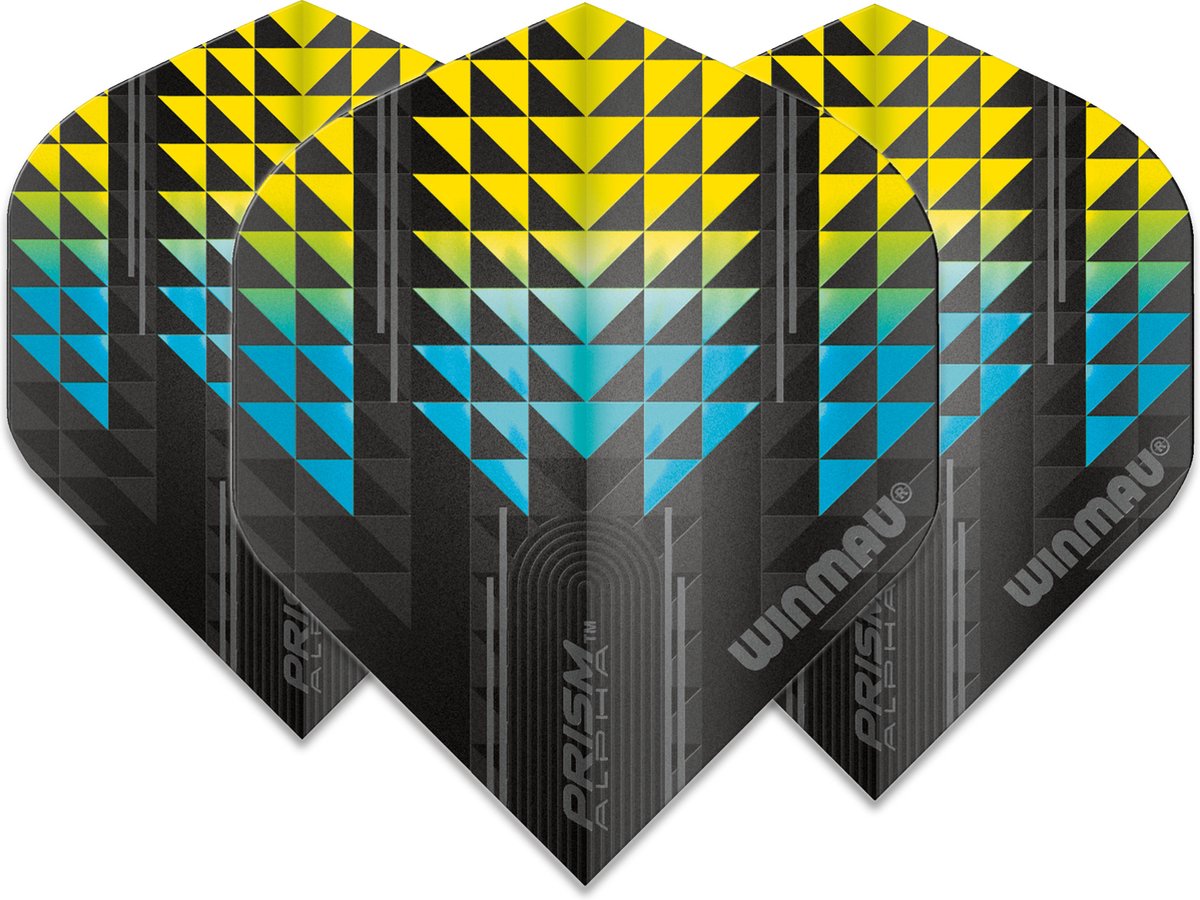 WINAMU - Prism Alpha Zwart en Geel Dartvluchten - 1 set per pakket (3 dartvluchten in totaal)