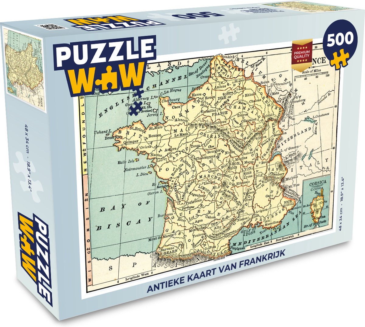Puzzel Antieke kaart van Frankrijk - Legpuzzel - Puzzel 500 stukjes
