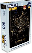 Puzzel Stadskaart - Groningen - Goud - Zwart - Legpuzzel - Puzzel 500 stukjes - Plattegrond