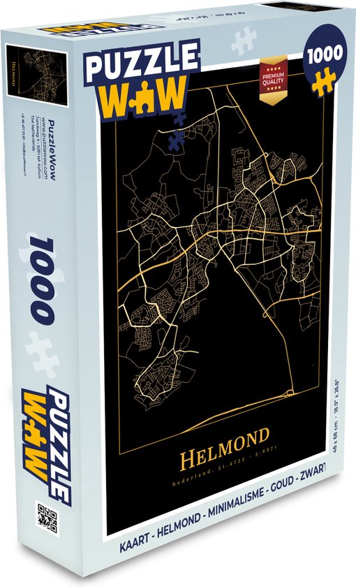 Puzzel Kaart - Helmond - Minimalisme - Goud - Zwart - Legpuzzel - Puzzel  1000 stukjes... | bol.com
