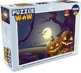 Puzzel Twee pompoenen tijdens een Halloween avond in een illustratie - Legpuzzel - Puzzel 1000 stukjes volwassenen