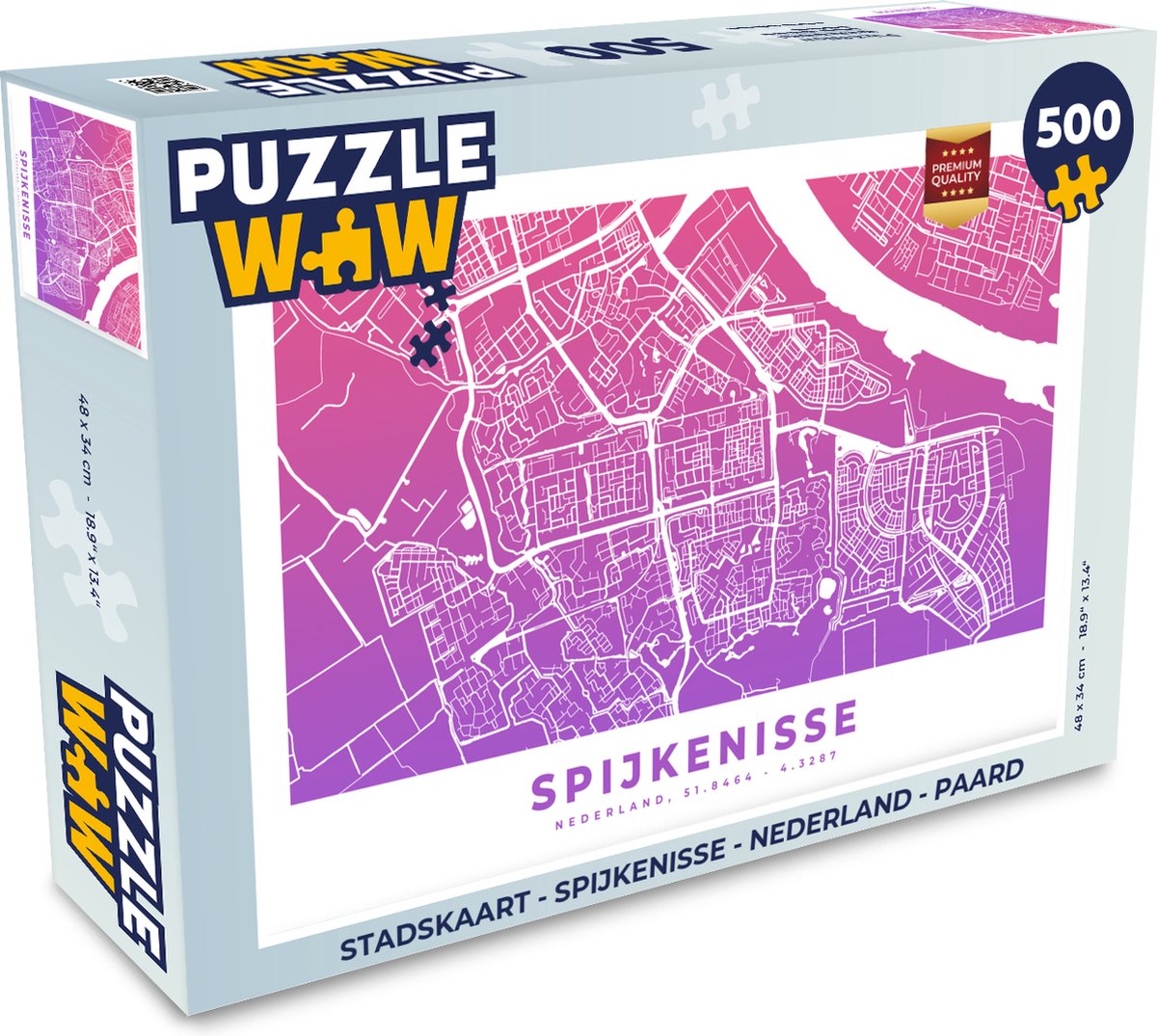 Puzzel Stadskaart - Spijkenisse - Nederland - Paard - Legpuzzel - Puzzel 500 stukjes - Plattegrond