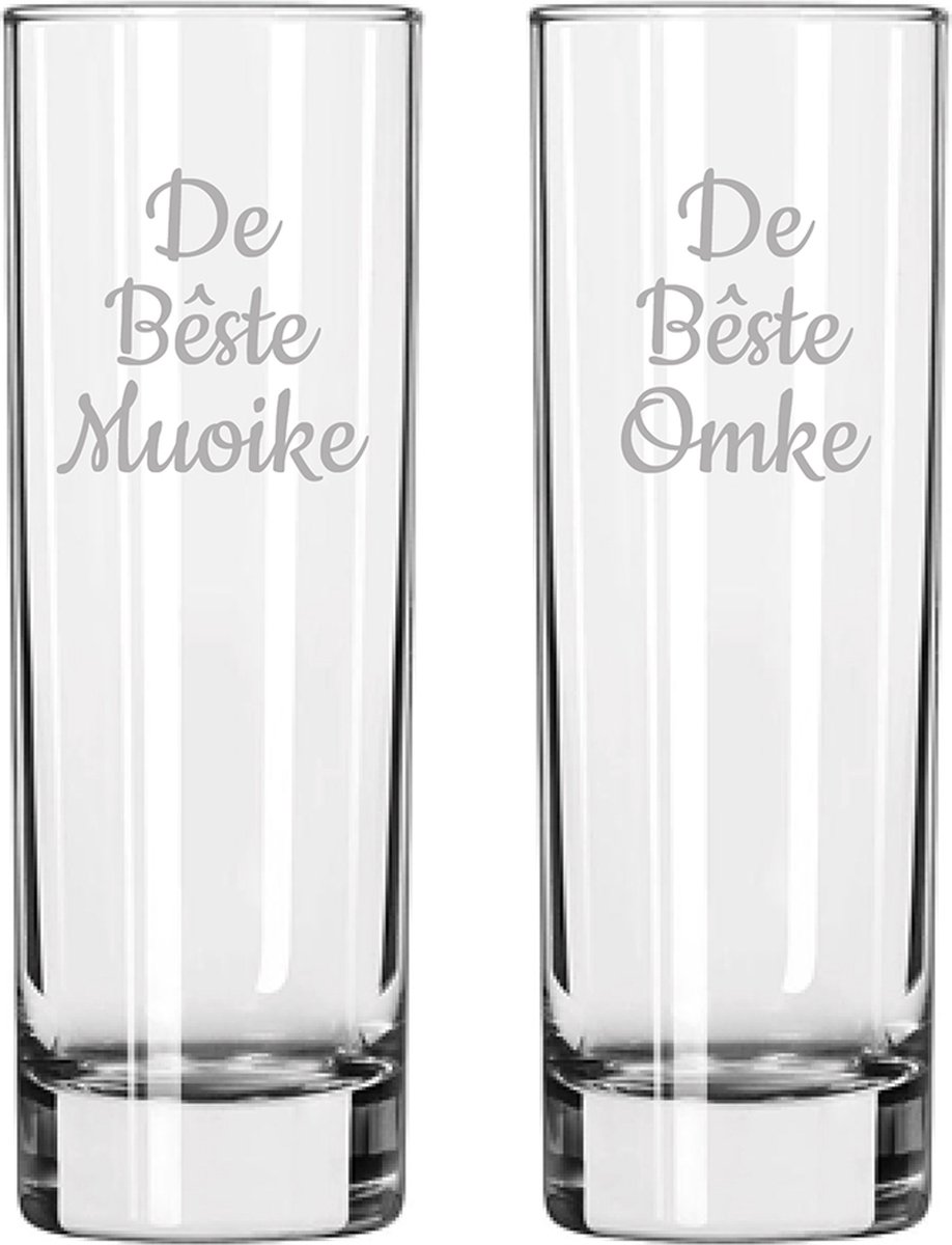 Gegraveerde longdrinkglas 22cl De Bêste Muoike-De Bêste Omke