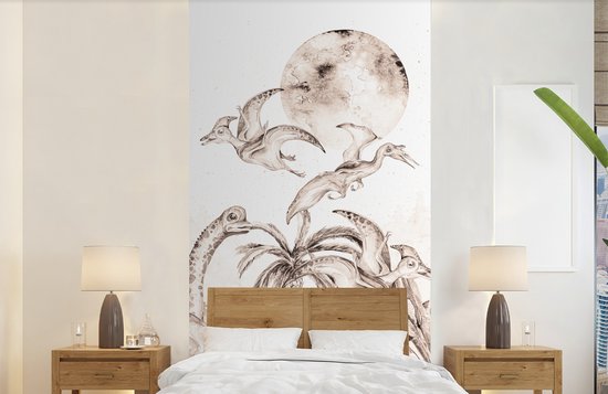 Papier Peint - Papier Papier peint photo Dino - Enfants - Décoration Jungle - Largeur 120 cm x Hauteur 240 cm