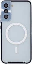 Samsung Galaxy S22 Plus Hoesje met Camera Protectie | Back Cover compatibel met magnetische ring Transparant / Blauw