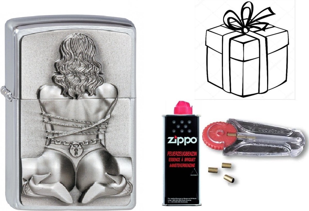Goedkoopste Geschenkset Zippo- ZIPPO met ZIPPO BENZINE en Vuursteentjes-uniek cadeau
