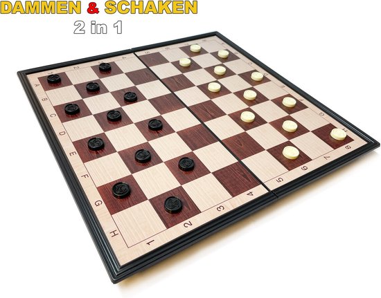 Thumbnail van een extra afbeelding van het spel Schaakset en damset 2in1 pakket;  schaakbord en  dambord - Magnetisch Schaakset 36x36CM