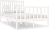 vidaXL - Bedframe - massief - hout - wit - 120x190 - cm