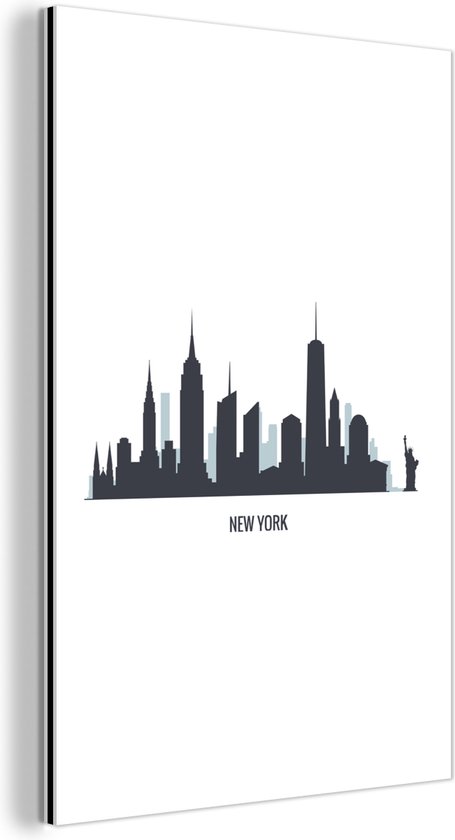 Wanddecoratie Metaal - Aluminium Schilderij Industrieel - New York - USA - Skyline - 100x150 cm - Dibond - Foto op aluminium - Industriële muurdecoratie - Voor de woonkamer/slaapkamer