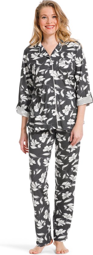 Pastunette pyjama Modal - lange mouw - Grey Flower - 48 - Grijs