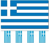 Bellatio Decorations - Vlaggen versiering set - Griekenland - Vlag 90 x 150 cm en vlaggenlijn 4 meter