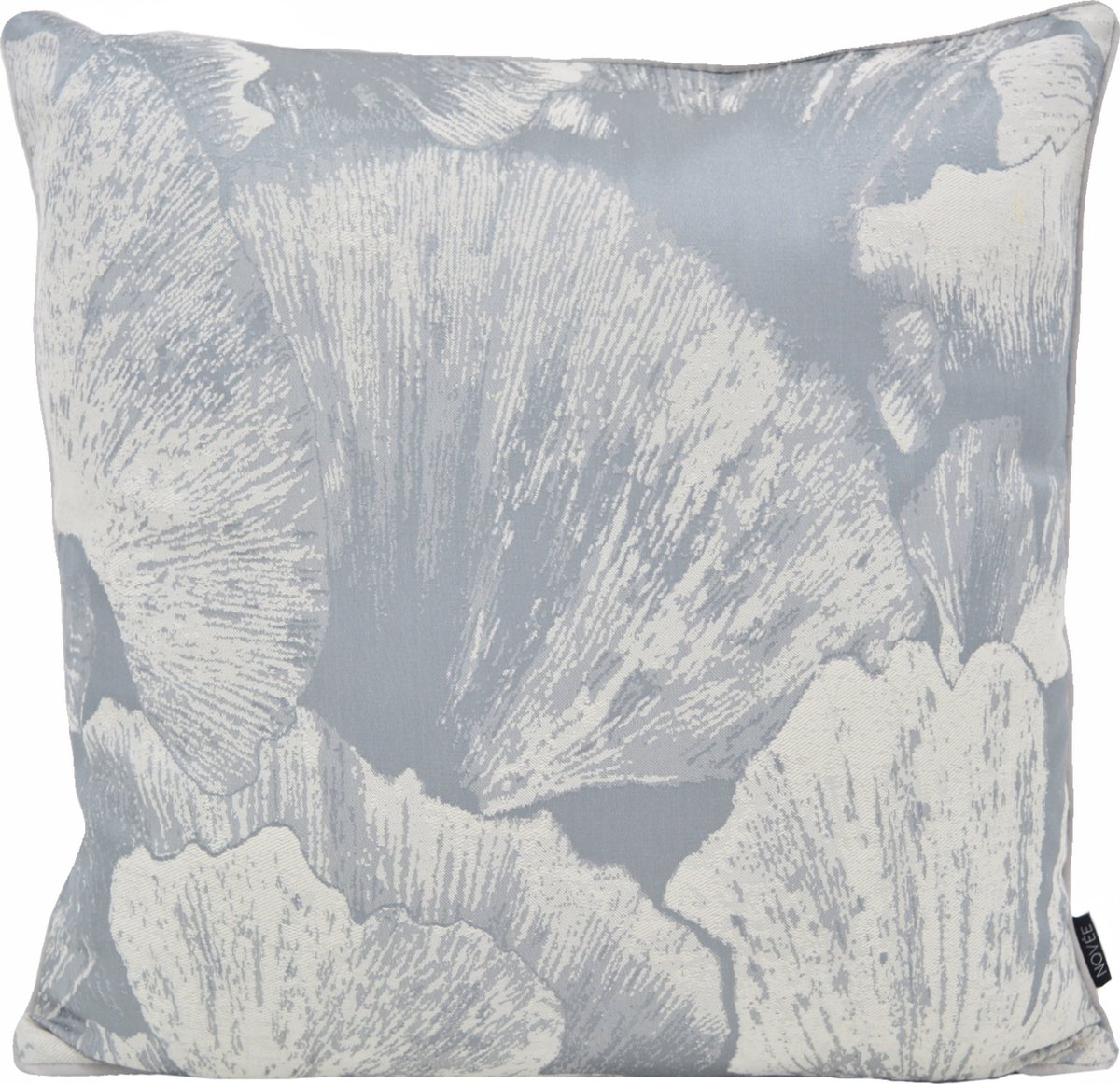 NOVÉE Ginkgo Silver Kussenhoes | Jacquard / Polyester | 45 x 45 cm | Grijs / Zilver Grijs/Zilver