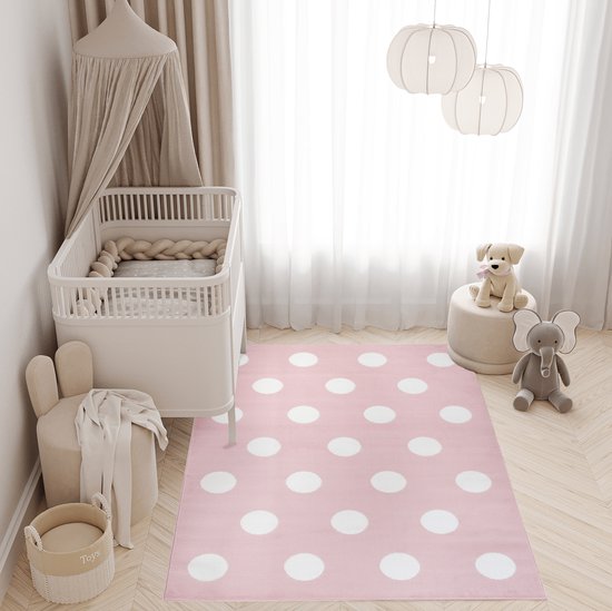 Tapiso Pinky Vloerkleed Roze Kinderkamer Meisje Tapijt Maat- 160x220