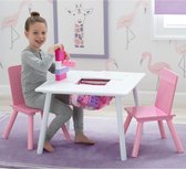 Delta Children - Kindertafel met 2 Stoelen - Kinderkamer - Handig Opbergvak - Roze/Wit