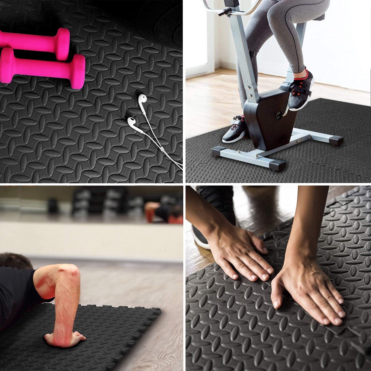 Edukit 4 extra dikke rode en zwarte EVA-schuimmattegels - 60 x 60 cm - 2 cm dik - in elkaar grijpende antislip puzzel vloertegels sportschool vloeren yoga oefenmatten