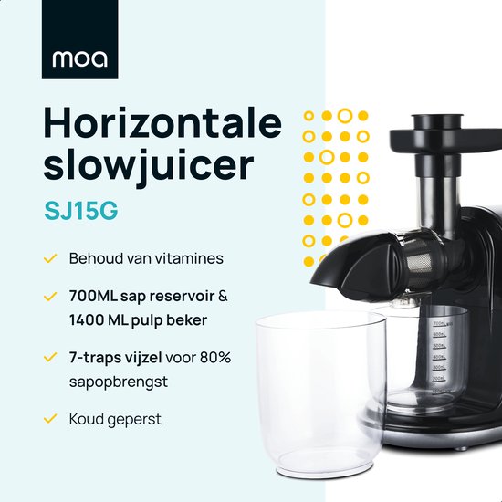 deadline Inzichtelijk vloeiend MOA Horizontale Slowjuicer - Voor Groente en Fruit - Droge pulp - 700 ml  -... | bol.com