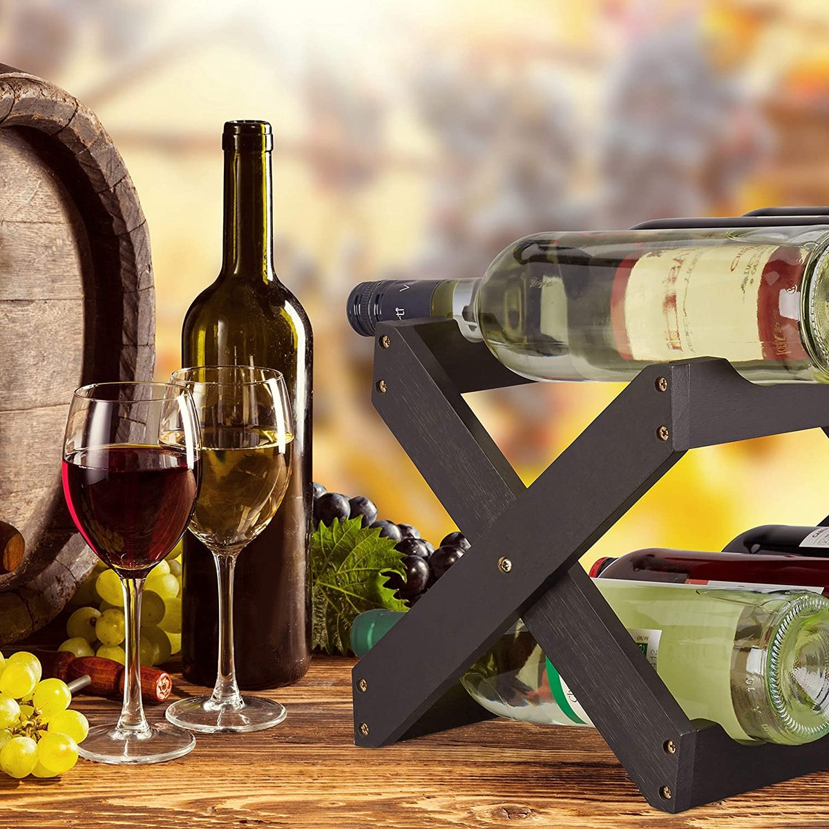 Casier À Vin De Comptoir Supports De Stockage De Vin En Bois Pliables 6
