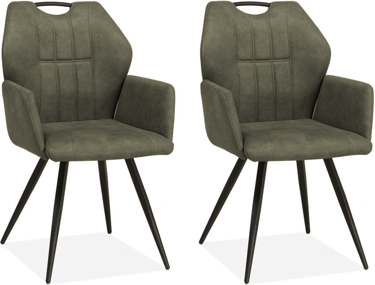 Eetkamerstoel Puck - Mosgroen (set van 2 stoelen)