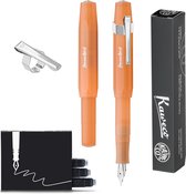 Kaweco - FROSTED SPORT MANDARIN Fountain Pen - Fine - Oktogonal Clip Chrome - Doosje Vullingen