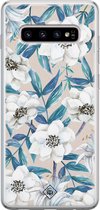 Casimoda® hoesje - Geschikt voor Samsung S10 - Bloemen / Floral blauw - Backcover - Siliconen/TPU - Blauw