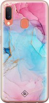 Casimoda® hoesje - Geschikt voor Samsung A20e - Marmer blauw roze - Backcover - Siliconen/TPU - Bruin/beige