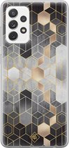 Casimoda® hoesje - Geschikt voor Samsung A52s - Grey Cubes - Backcover - Siliconen/TPU - Grijs