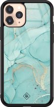 Casimoda® hoesje - Geschikt voor iPhone 11 Pro - Marmer mint groen - Luxe Hard Case Zwart - Backcover telefoonhoesje - Mint