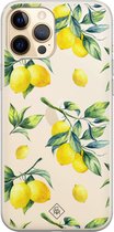 Casimoda® hoesje - Geschikt voor iPhone 12 Pro Max - Lemons - Siliconen/TPU telefoonhoesje - Backcover - Transparant - Geel