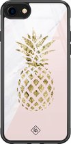 Casimoda® hoesje - Geschikt voor iPhone SE (2020) - Ananas - Luxe Hard Case Zwart - Backcover telefoonhoesje - Roze