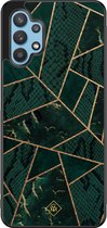 Casimoda® hoesje - Geschikt voor Samsung Galaxy A32 5G - Abstract Groen - Zwart TPU Backcover - Geometrisch patroon - Groen