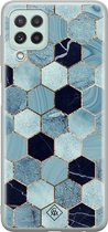 Casimoda® hoesje - Geschikt voor Samsung A22 4G - Blue Cubes - Backcover - Siliconen/TPU - Blauw