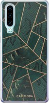 Casimoda® hoesje - Geschikt voor Huawei P30 - Abstract Groen - Siliconen/TPU - Soft Case - Groen - Geometrisch patroon