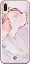 Casimoda® hoesje - Geschikt voor Huawei P20 Lite (2018) - Marmer roze paars - Siliconen/TPU - Soft Case - Paars - Marmer