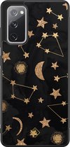 Casimoda® hoesje - Geschikt voor Samsung Galaxy S20 FE - Counting The Stars - Zwart TPU Backcover - Sterren - Bruin/beige