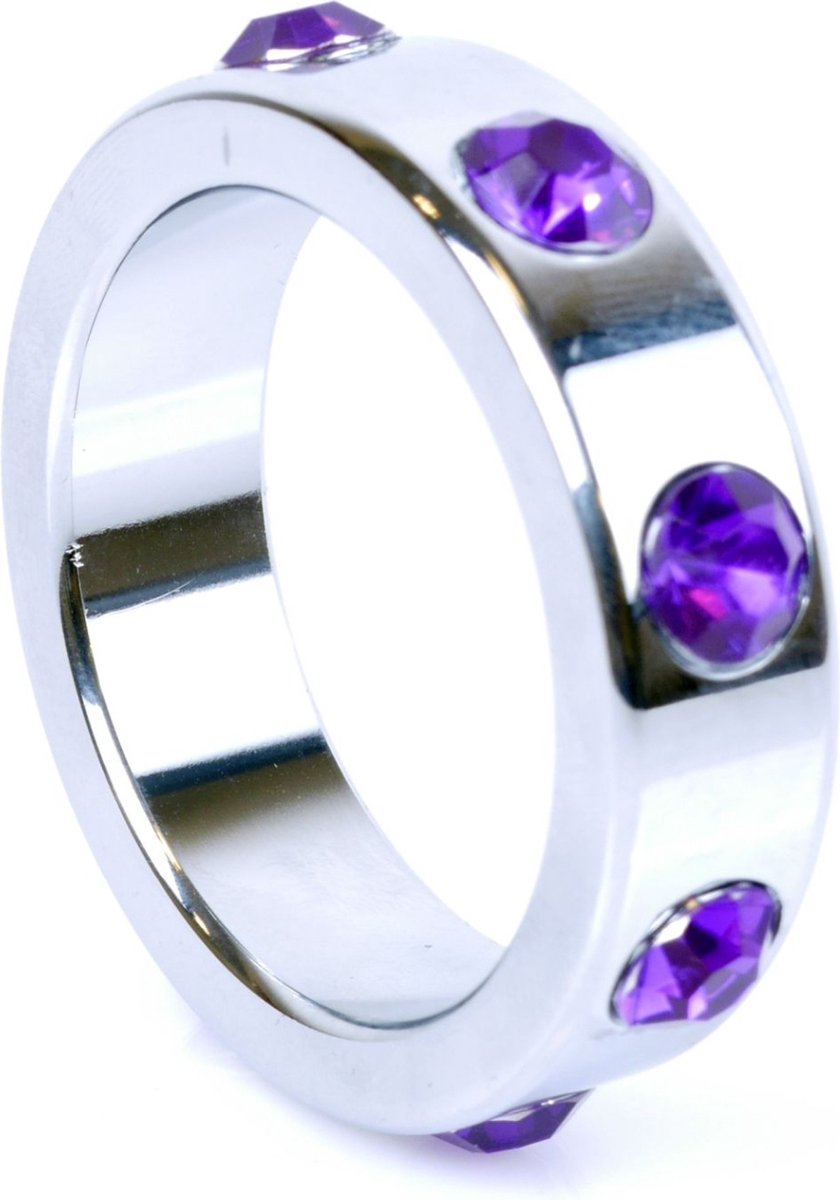 Goedkoopste Boss Series - Metaal - Cockring - Penisring met Paarse Diamanten - Groot