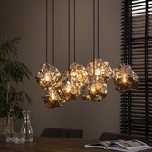 Hanglamp Rock eettafellamp chromed glass | 7 lichts | charcoal / grijs / zwart | glas / metaal | in hoogte verstelbaar tot 150 cm | modern / sfeervol design