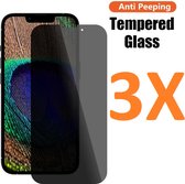 Screenprotector Glas - Privacy Tempered Glass Screen Protector Anti-Spy - 3x Geschikt voor: Apple iPhone 13 Pro Max