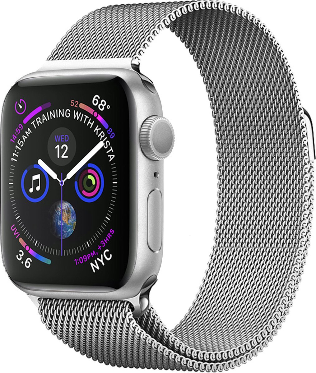 Milanees Bandje Geschikt voor Apple Watch 8 45 mm Milanees Bandje - Band Geschikt voor Apple Watch 8 45 mm Met Magneetsluiting - Zilver