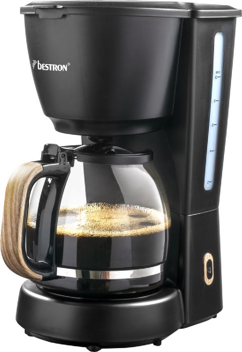 Bestron Koffiezetapparaat met isolatiebeker, voor gemalen filterkoffie, 2 kopjes, 750 watt, roestvrij staal, zwart